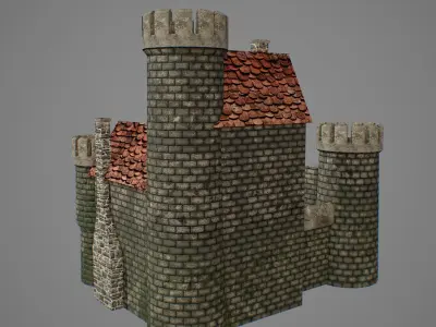 Medieval fortress 3 Low-poly 3D model