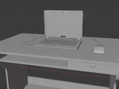 Laptop and table low-poly Low-poly 3D model