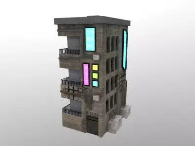 Cyberpunk City - Building 40 Low-poly 3D model
