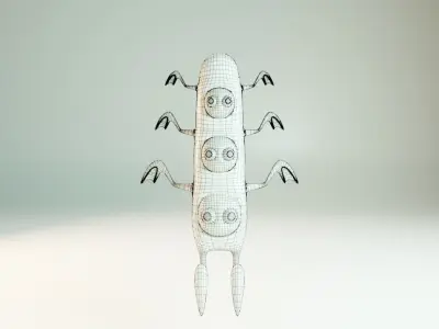 creature in purple pink green Low-poly 3D model