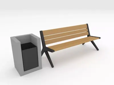 Bench Park 30 Low-poly 3D model