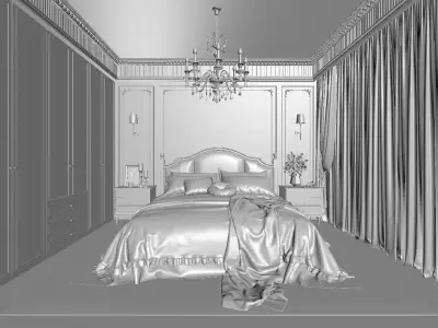 3D model of American bedroom 3D model