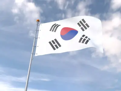 Flag South Korea animated loop 3D model