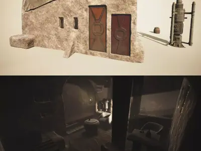 Abandoned house of Ben Kenobi PBR low-poly game ready Low-poly 3D model