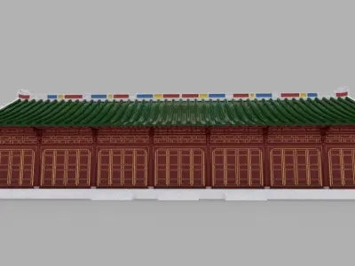ORIENTAL ASIAN PALACE HALL Low-poly 3D model