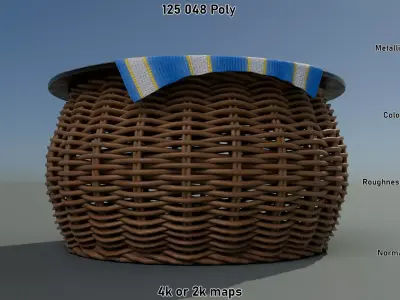 Wicker Low Table Low-poly 3D model