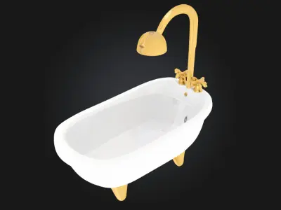 Golden Tub  Luxurious Elegance in a Classic Bath Fixture 3D model