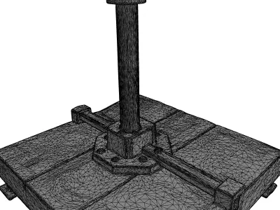 Modern Industrial Wood Metal Stand Low-poly 3D model