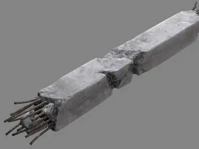 Damaged Concrete Column 04 v2 Low-poly 3D model