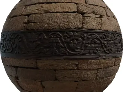 Ancient Temple Stone Wall With Ornamental Carved Band Texture