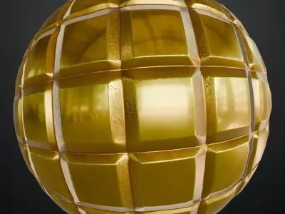 Golden Squares Metal Corrugated PBR Seamless Texture