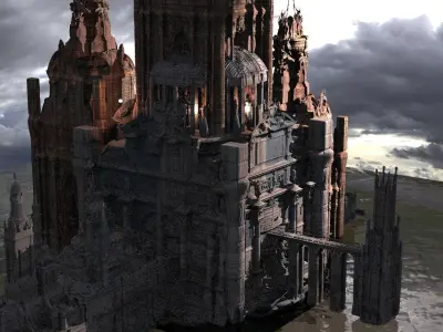 Fantasy Art Deco City Kit bash  3D model