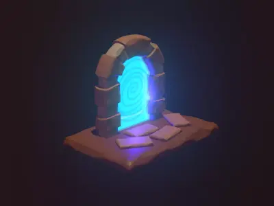 Portal stone door with glowing light 3D model