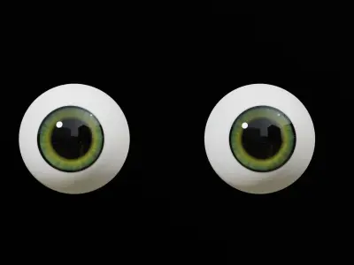 Cartoon Green Eyes Low-poly 3D model