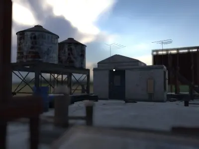 Rooftop 3D model construction site Low-poly 3D model
