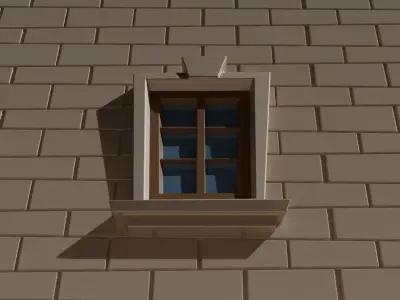 Cartoon Window  Low-poly 3D model