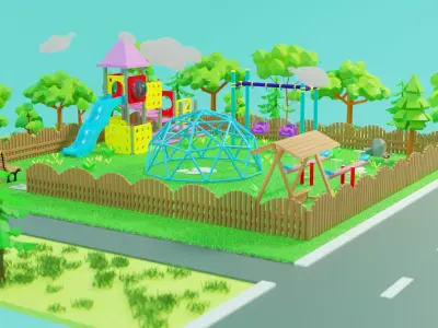 Kids Play Ground Low-poly 3D model