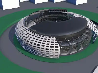 Exterior futuristic  Stadium  Low-poly 3D model