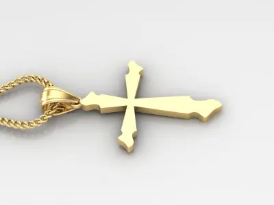Light Gold 18K Cross Pendant 1CP099 3D print model