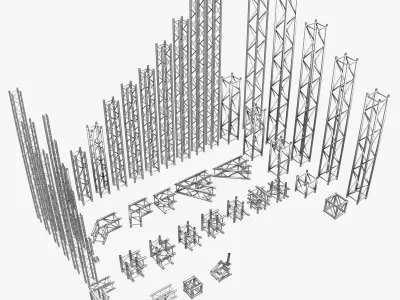 Square Light Trusses Collection - 50 PCS Modular 3D model