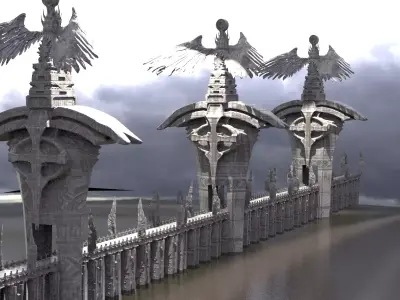 League of legends Inspired Sword Bridge Statues 2 3D model