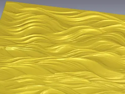 Modern wavey Relief Panel Wall Decor Set STL Mural CNC 356  3D model