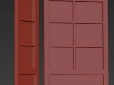 Bungalow pair of doors Low-poly 3D model