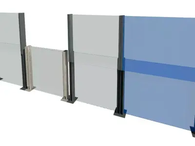 Glass Wind Barrier Retractable Balustrade Revit Family 3D model