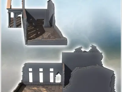 French neo-classical-style courthouse with columned entrance and 3D print model
