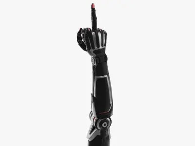 Cyborg arm shows middle finger  3D model