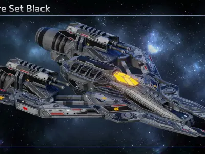 Spaceship Fighter Tigershark Low-poly 3D model