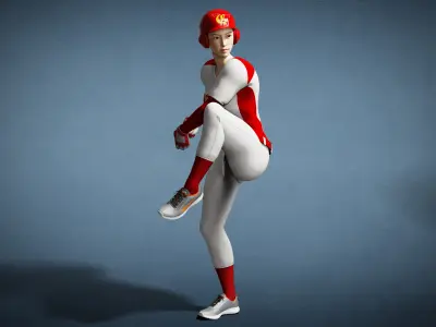 Original Baseball Player Softball player Female Athlete 3D model