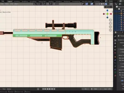 Scifi gun low poly 3D model Low-poly 3D model