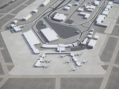 Wichita Airport Low-poly 3D model