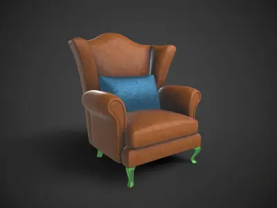 Wingback Chairs 013 Low-poly 3D model