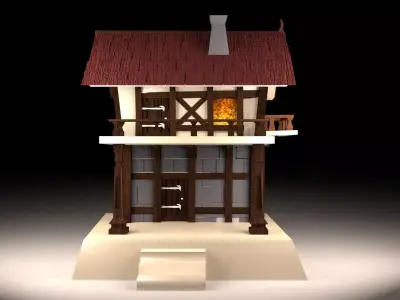 Basic Medieval Building - Low Poly Low-poly 3D model