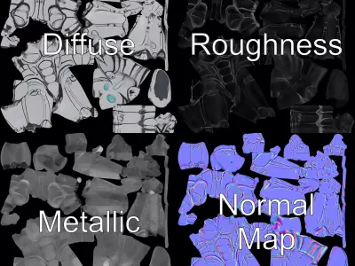 Futuristic Android Model Pack with Metallic Finish Low-poly 3D model