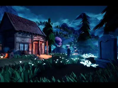 Modular Stylized Village Low-poly 3D model