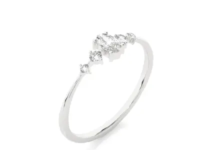 Light Minimalist Diamond Ring 3D print model 2