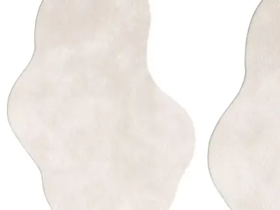 Demelza Neutral Cream Irregular Shape Washable Rug 3D model