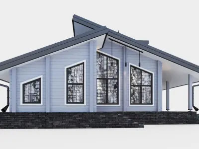 Glued beam house 3D model