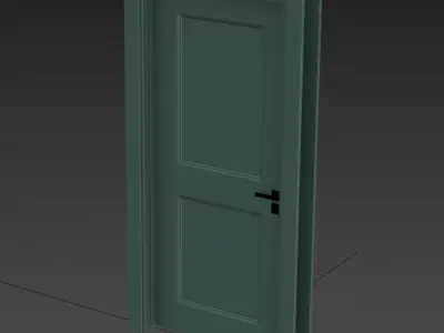 Interior Door 02 Variant 6 Green Finish PBR Game Ready Low Poly Low-poly 3D model
