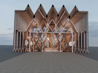 Modern Book Library 3D model