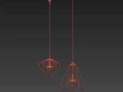 Slideshow two pendant lights with diamond shape 3D model
