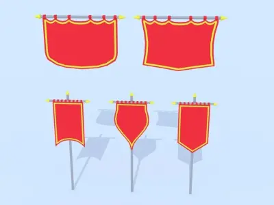 LowPoly Cartoon Banners Low-poly 3D model