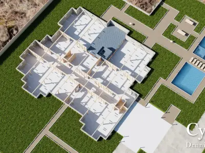 Modular Classic Style American House 20 Low-poly 3D model