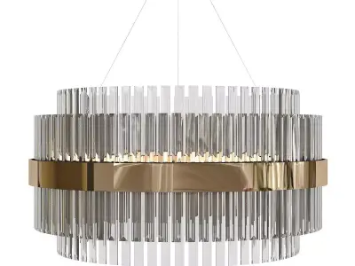 Liberty modern chandelier in gold and glass 3D model