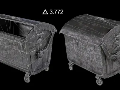 European Trash Container Low-poly 3D model