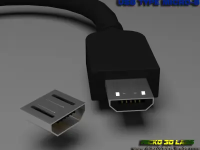 USB Type Micro-B MALE E FEMALE Low-poly 3D model