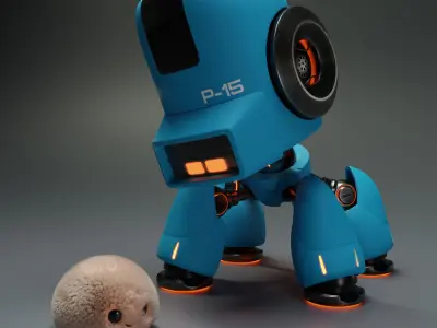 Cute Spider Robot Blue 3D model
